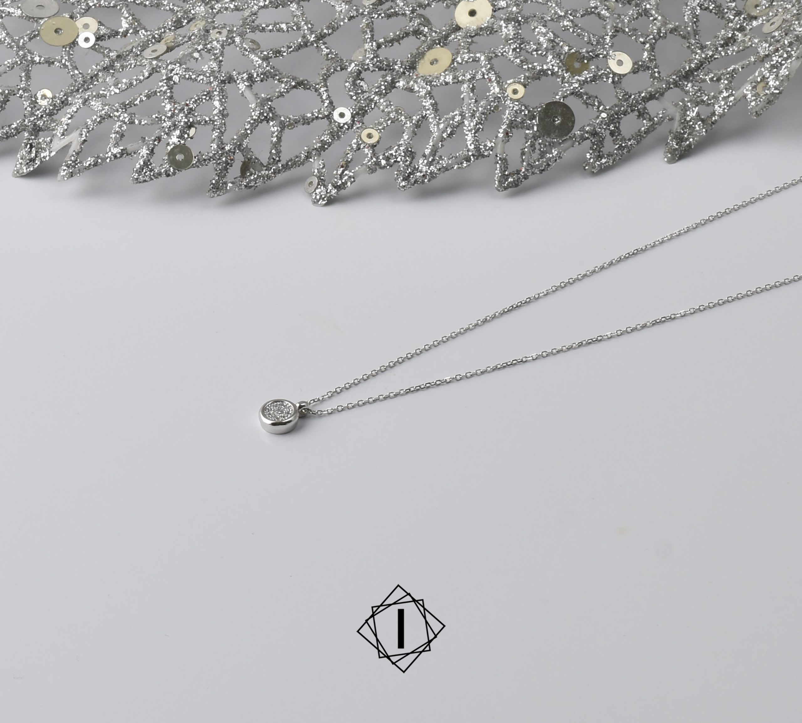 White gold necklace with diamonds
